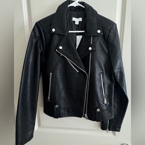 Nordstrom TopShop Black Leather Moto Jacket